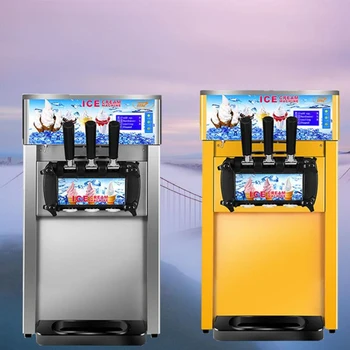 

New commercial desktop Italian soft ice cream maker high quality soft ice cream cone machine with brand compressor