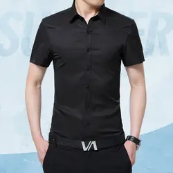 Мужская рубашка с коротким рукавом 2019 chun xia Мужская модная деловая рубашка с воротником