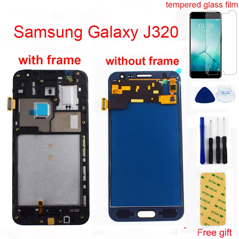 Цена Для samsung Galaxy J3 2016 ЖК дисплей Экран SM J320 J320A J320F J320H J320M J320FN ЖК дисплей Дисплей кодирующий преобразователь сенсорного экрана в сборе рамка