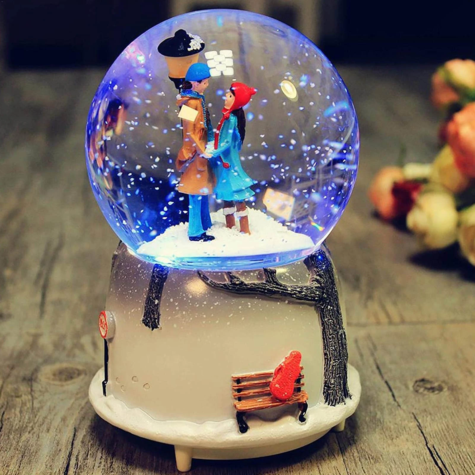 Automatic Spray Snow Music Crystal Ball Colorful Luminous Couple Snow Globe Music Box Sky City Music Case Valentine S Day Gifts Music Boxes Aliexpress
