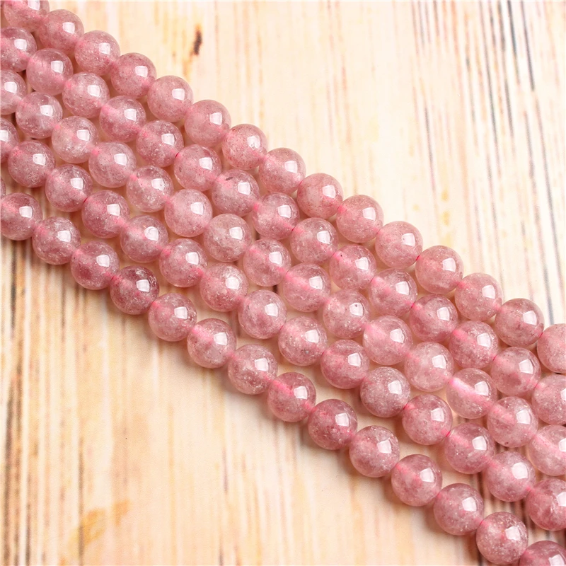 Круглые бусины из натурального камня матовые лавы и клубники 4/6/8/10/12 мм для