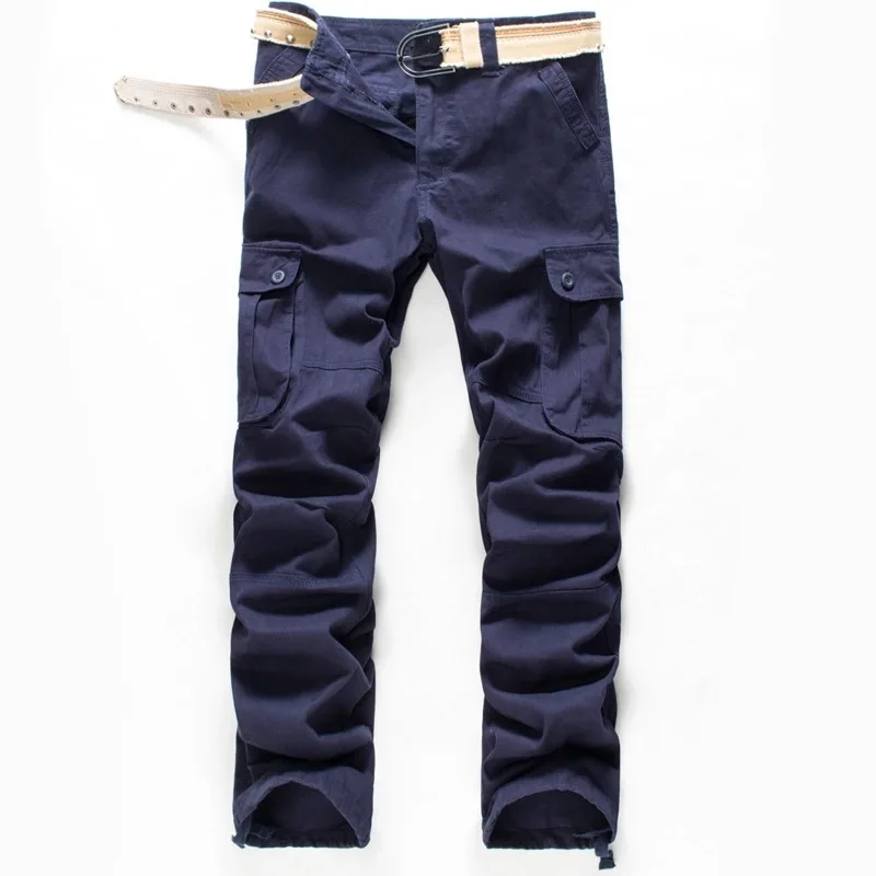 6 dark blue Мужские уличные повседневные хлопковые брюки карго мульти одежда с карманами стойкая уличная рабочая одежда, штаны Мужчины Весна Осень Комбинезоны - Цвет: 6 dark blue