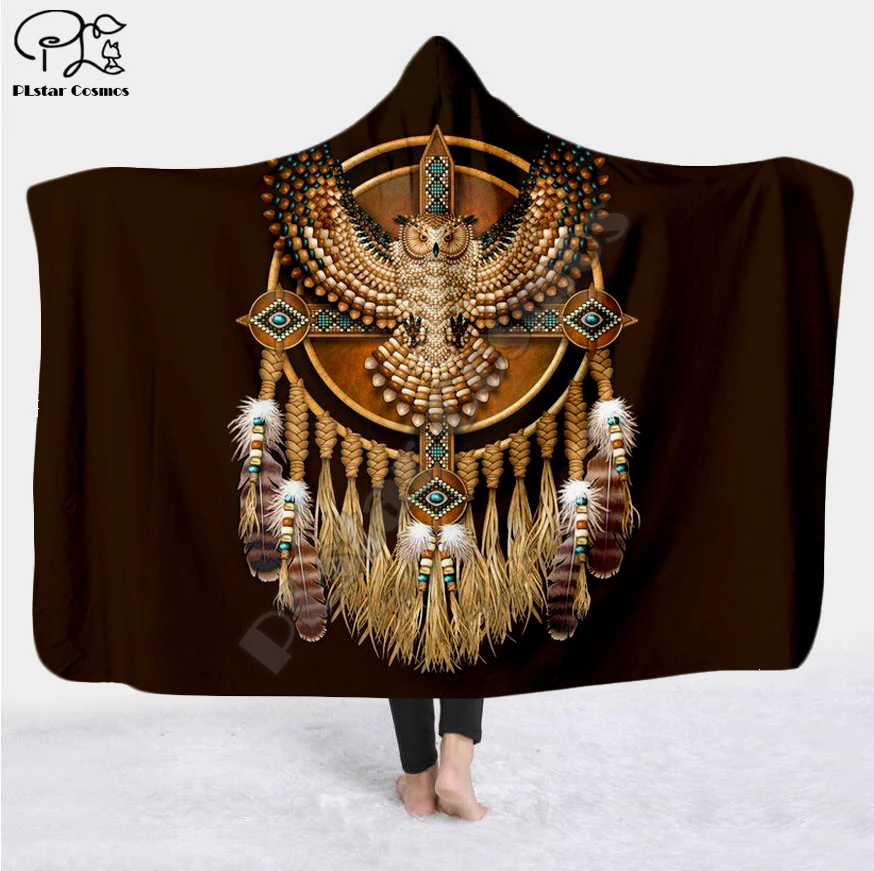 

Plstar Cosmos Black Native Indian Lakota Skull Hooded Blanket 3D full print Wearable Blanket Adults men women Einstein style-6