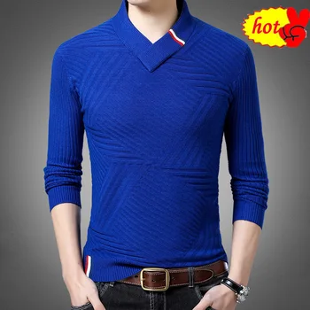 

Fashion 2020 New Sweater Men's Pullovers V Neck Slim Fit Jumpers Knitwear Warm Autumn Korean Style Casual Mens Clothes