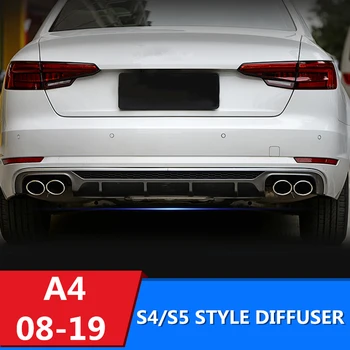 

S4/S5 Style PP Rear Bumper Diffuser For AUDl A4 B8 B8.5 B9 2008-2019 Sport/Non-sport Honeycomb Mesh Look With Metal Exhaust Tips