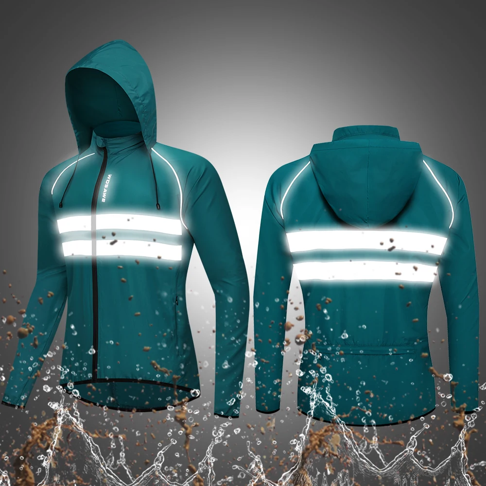 WOSAWE Reflective Cycling Jackets Breathable Waterproof Long Jersey Bicycle Sports MTB Mountain Bike Windbreaker Wind Coat