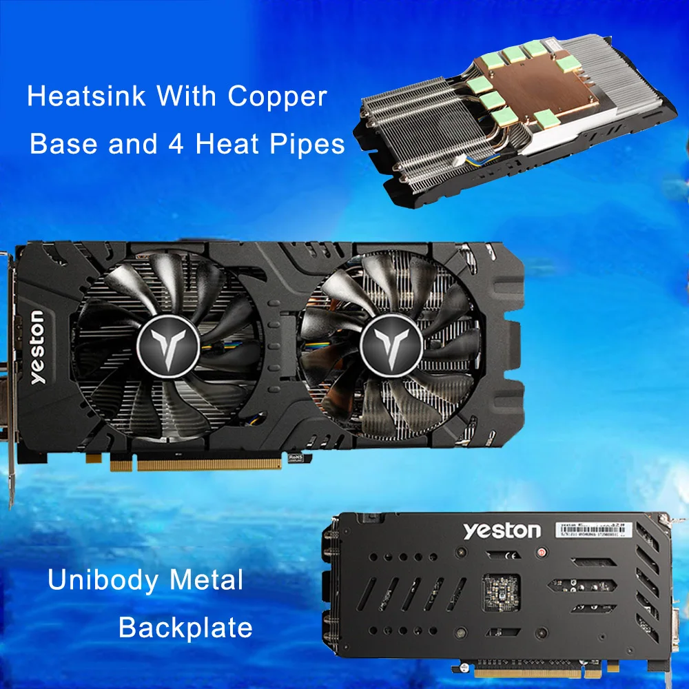 Видеокарта Yeston Radeon RX 580 GPU 8 ГБ GDDR5 256 бит для игрового компьютера ПК видеокарты с