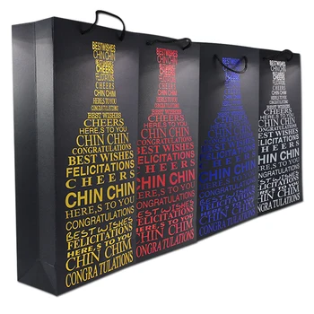 

36Pcs/Lot Red Wine Gift Package Paper Bags With Handle for One Bottle/Two Bottle Red Wine Portable Packing Paper Bag Packaging