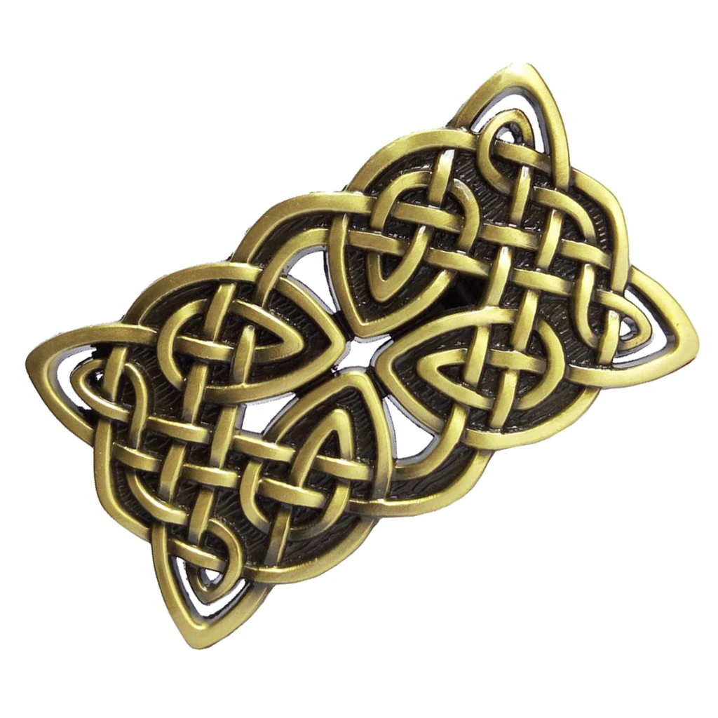 Rectangle Irish  Cross and Knot Vintage Leather Belt Buckle Bronze