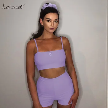 

Sexy Solid Fashion Casual Fit Daily Two Pieces Set Sleeveless Heart Diamond Strapless Backless Crop Top High Waist Shorts