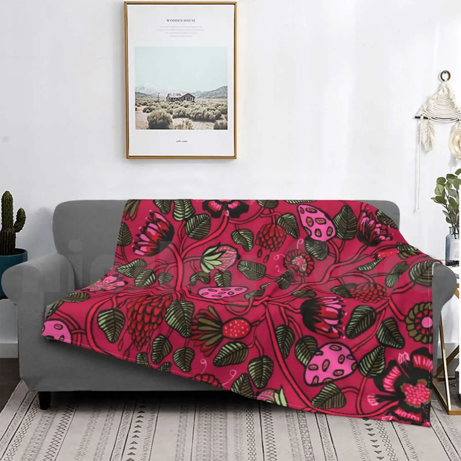 Coperta Di Design Floreale Moda Personalizzata Lokki Bianco Scandinavo Scandi Svezia Svedese