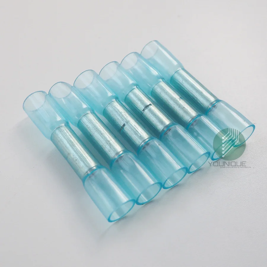 5 Pack 3M Heat Shrink Crimp Male Disconnect Terminal Connector 14-16 AWG Blue