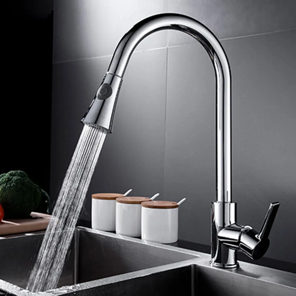 

Mixer Spout Home Durable Water Modern Adjustable Brass Single Handle Hot And Cold Practical Pull Out Kitchen Faucet Sink Tap