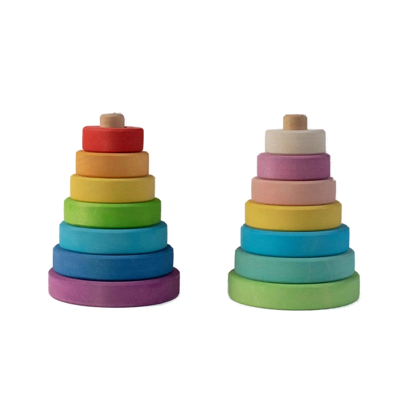 BBK TOYS накладка игрушка радуга Макарон мальчики и девочки башня деревянная головоломка строительный блок для детей и младенцев