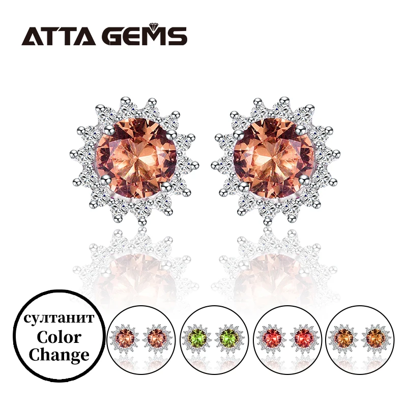 Cena Sultanite kolczyki sztyfty ze srebra wysokiej próby dla kobiet 2 karaty stworzone Diaspore srebro kolczyki klasyczny romantyczny styl