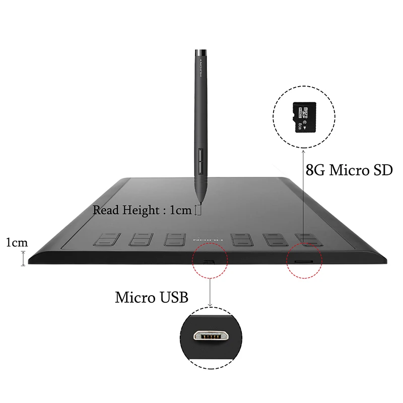 Koop Huion 1060 Plus Beroep Tekening Tablet 8192 Niveau Pen Druk Tablet + Screen Protector + 15 \