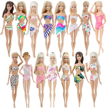 

Handmade 3 Pcs/Lot Swimsuit Mixed Style Beach Bikini Bathing Swimwear Clothes For Barbie Doll Accessories Dollhouse Toy Kid