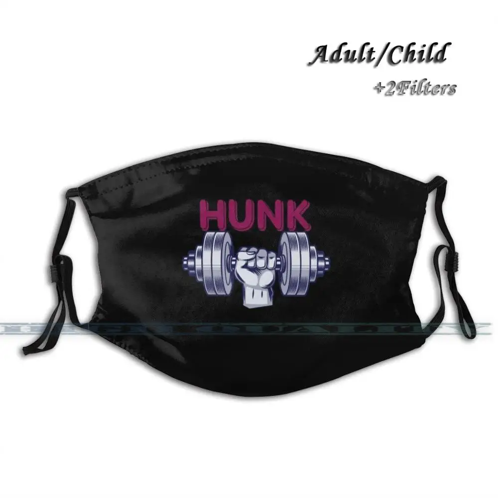 Hunk Fitness Design Print Reusable Mouth Mask Washable Filter Anti Dust Face Dumbbell Gym Lover Muscle Man | Аксессуары для одежды