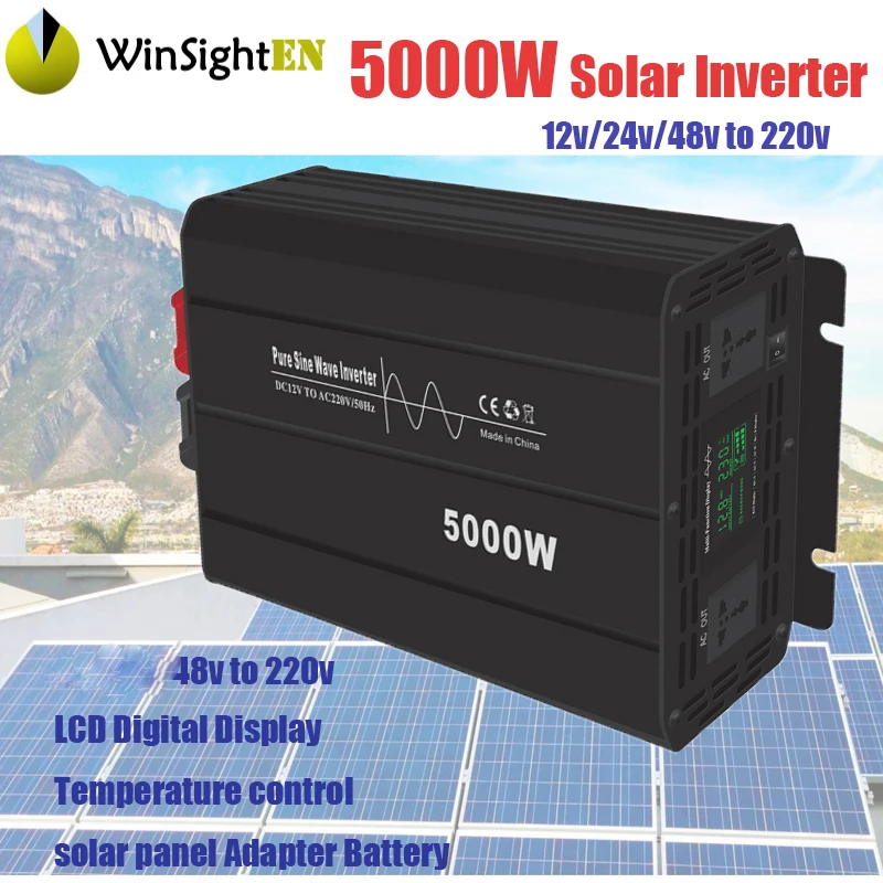 Солнечный инвертор DC 24V 48V к AC 220V 4000W 5000W чистая Синусоидальная волна инвертор преобразователь напряжения для дома автомобиля