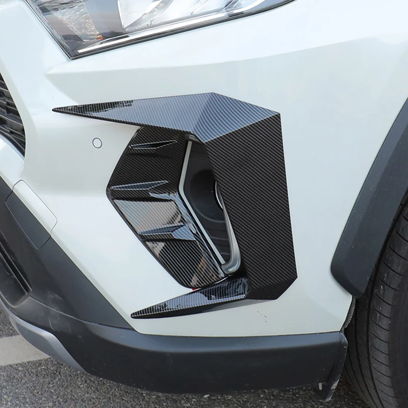 Pair Of Front Black Fog Light Covers For 2019-2022 Toyota RAV4 - ABS Plastic Bumper Covers