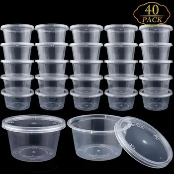 

40 Pcs 4oz Kitchen Condiment Box Big Size Clear Slime Foam Ball Big Storage Containers with Lids 100ml qucick Shipping