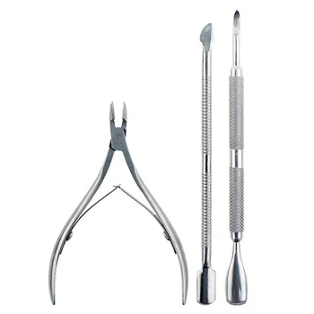 

3pcs Professional Scissor Stainless Steel Remover Toenail Cutter Tool Nail Pusher Dead Skin For Fingernail Cuticle Nipper Set
