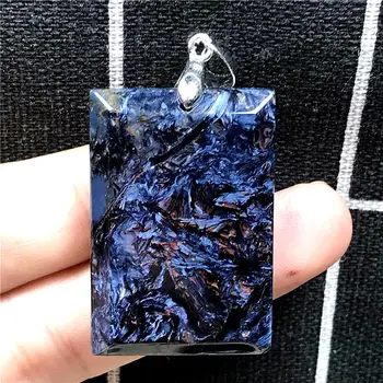

Top Natural Blue Pietersite Necklace Pendant For Woman Man Crystal 37x25x7mm Rectangle Beads Namibia Energy Stone Jewelry AAAAA