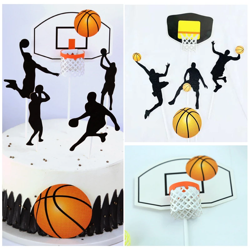 5pcs Theme Basketball Happy Birthday Cupcake Topper Cute Sport Fans Cake Topper For Boys Birthday Party Dessert Cake Decorations Cake Decorating Supplies Aliexpress