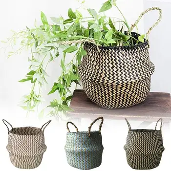 

Storage Basket 3 Color Household Supplies Stretch Portable Storage Basket Sundries Basket Straw Office Home Cosmetics Table