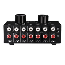 6 входов 1 выход переключатель аудио выбор источника Переключатель RCA аудио входной сигнал селектор переключатель с регулировкой громкости и Manu