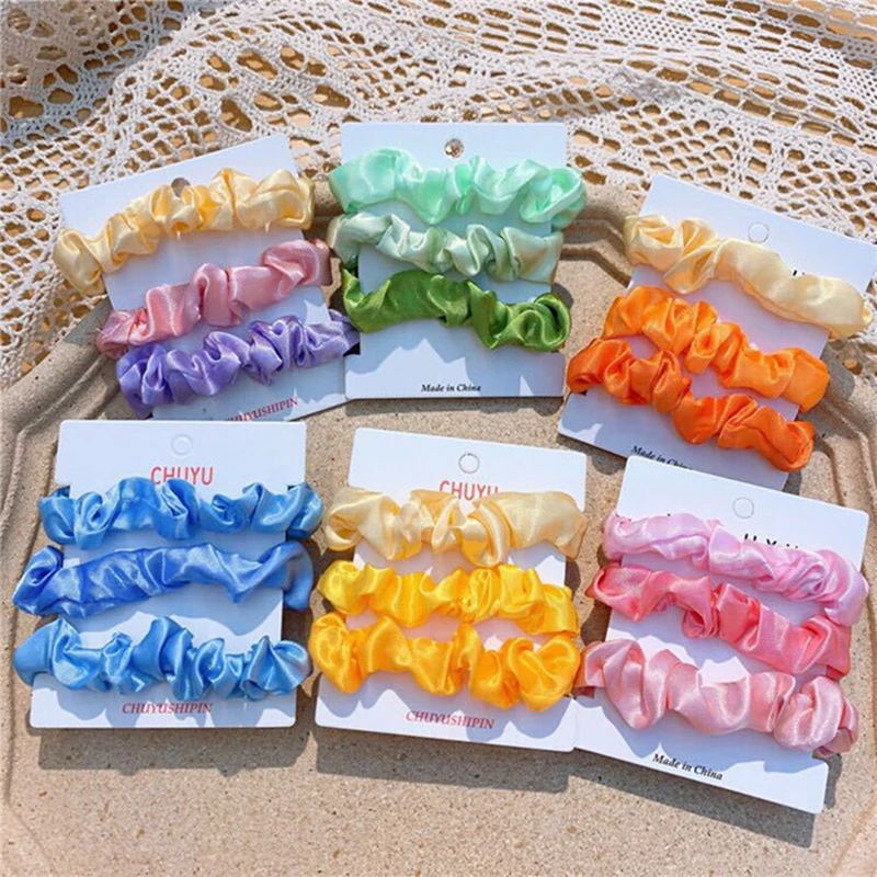 

New 1Set Women Elegant Gradient Silk Elastic Hair Bands Headband Scrunchie Rubber Band Ponytail Holder Fashion Hair Accessories