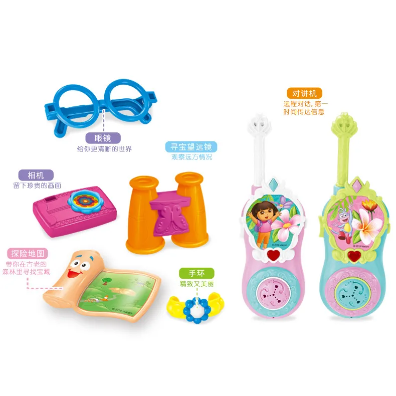 

Love Adventure Dora Children Baby 2.4G Clear Calls Early Education Magic Voice Changer Walkie-talkie Toy Set