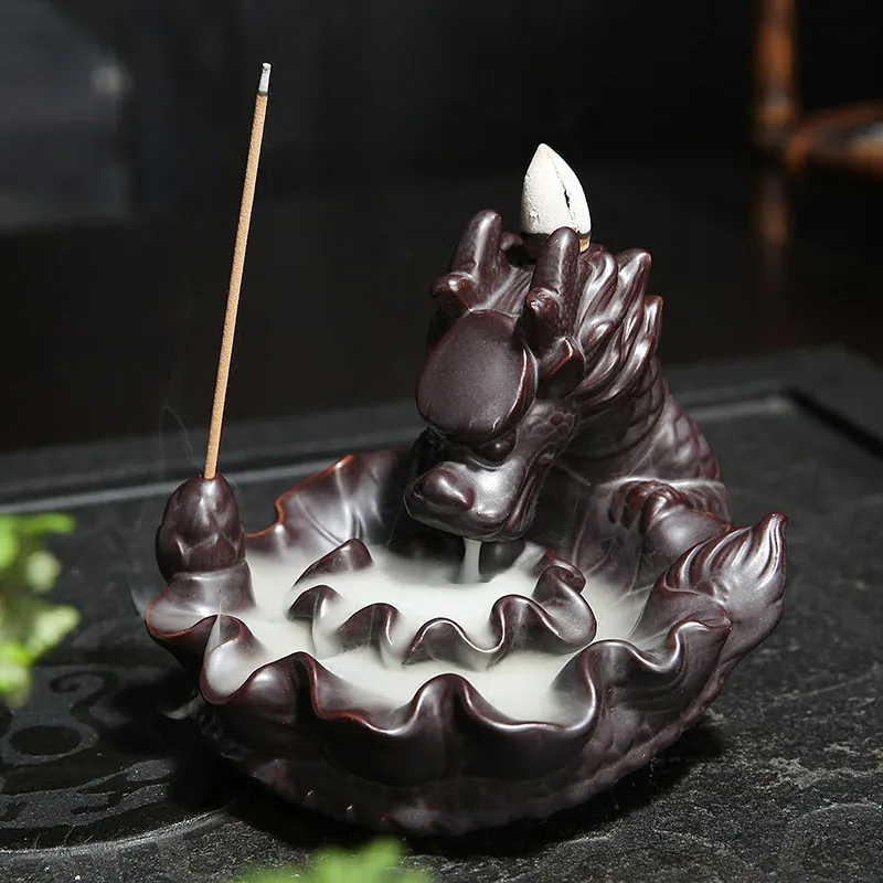 Керамика черный дракон курильница для благовоний горелки подставка для ароматических палочек ремесла водопад кадило Украшения дома и офиса+ 10 шт. конусов