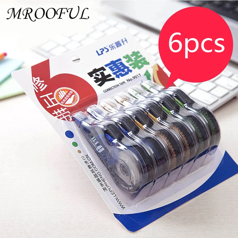 

6 pcs/set Novelty 12m*6 Big Correction Correcting Tape Stationery Corrector Papeleria Student Gift Office & School Supplies