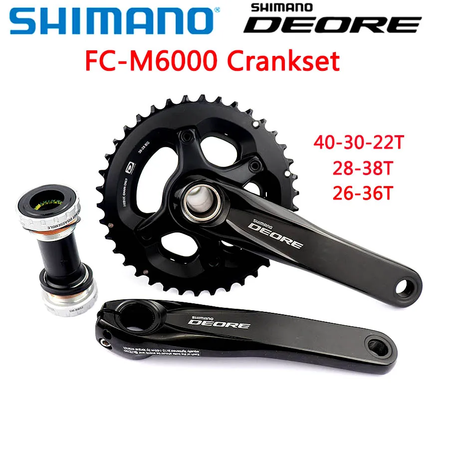 Shimano DEORE FC M6000 HOLLOWTECH II Crankset 2x10 3x10 Speed с BB52 40 30 22T 28 38T 170 мм mtb части велосипеда|Шатун и