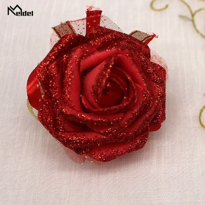 Lovegrace 8 Colors Artificial Roses Wrist Flowers Corsage Bracelet Bride Bridesmaid Wedding Bracelets Props Accessories Supplies5