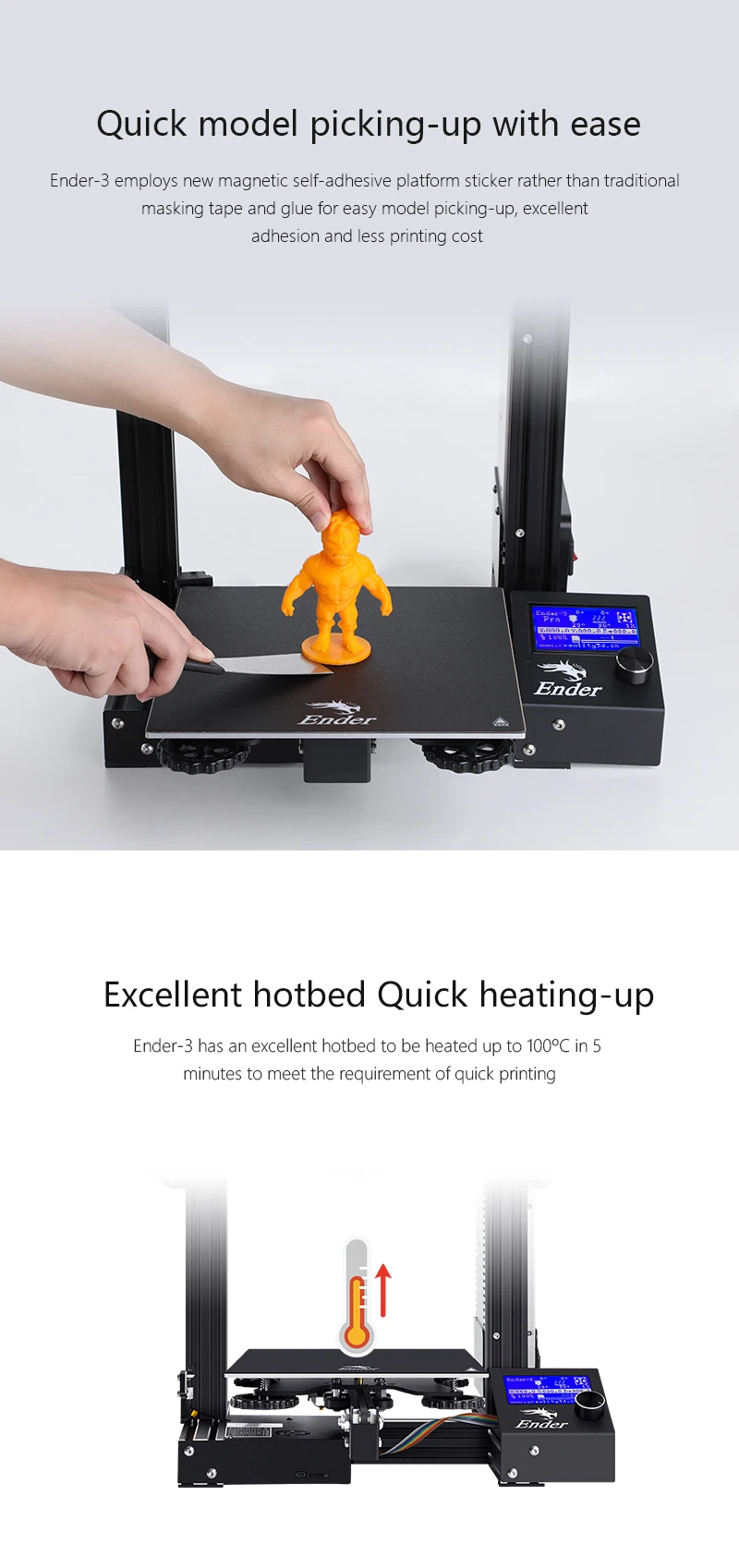 3d принтер Ender-3 220*220*250 мм 3D-принтер с v-образным слотом обновленный CREALITY Ender-3/ender-3x Diy-Kit питание-Сбой-печать