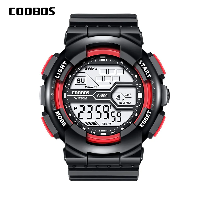 Тренд мужские спортивные цифровые милитари часы водонепроницаемые мужские s Часы светодиодный светящиеся наручные часы мужские повседневные резиновые часы reloj hombre - Цвет: red