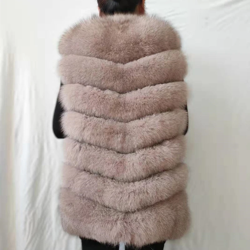 

2019 New Fashion Fox Fur Vest Zipper Real Fur Jacket Female Winter Warm Fur Coat High Quality Leather Vest
