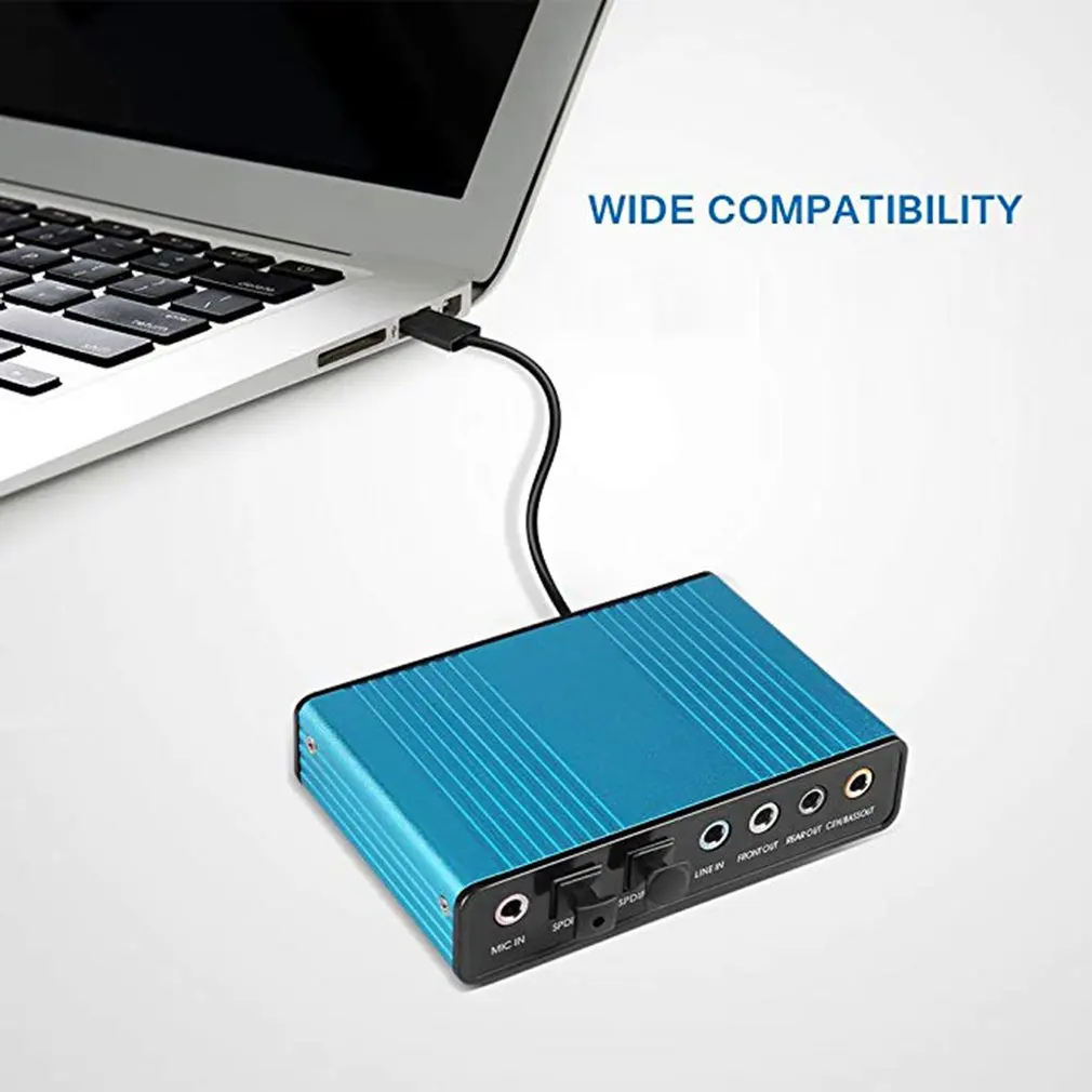 6 канальный внешняя звуковая карта 5,1/7,1 Surround Sound USB 2,0 Внешний оптический S/PDIF аудио адаптер Звуковая карта для портативных ПК