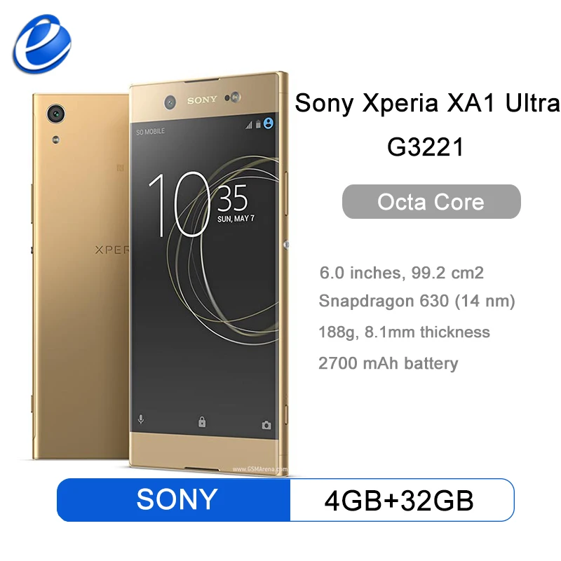 Original Sony Xperia XA1 Ultra G3221 teléfono móvil 4GB RAM 32GB ROM 6 Octa core 23MP 16MP NFC Smartphone 4G