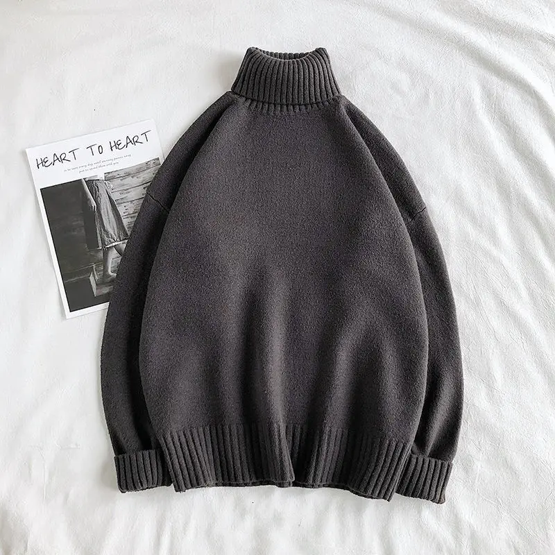 mens christmas sweater Privathinker Winter Warm Men's Turtleneck Sweaters Solid Color Korean Man Casual Knitter Pullovers 2022 Harajuku Male Sweaters golf sweaters Sweaters