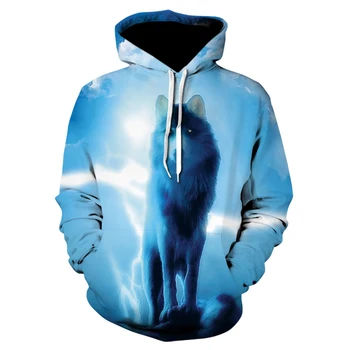 

3D Wolf series casual hooded collar long sleeve thin sports hoodie spring summer men's and women's hoodies