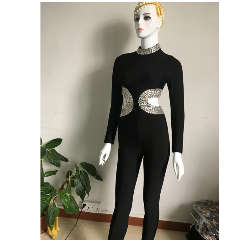 Лето женские элегантные черные молнии сексуальные Бисероплетение Bodycon полые боди вечерние без рукавов повязки juimsuit