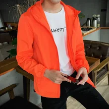 Мужская одежда, весенняя и осенняя тонкая куртка, Мужская куртка на молнии с капюшоном, одноцветная, большая, свободная, плюс размер, Молодежная, жирная, 100 кг