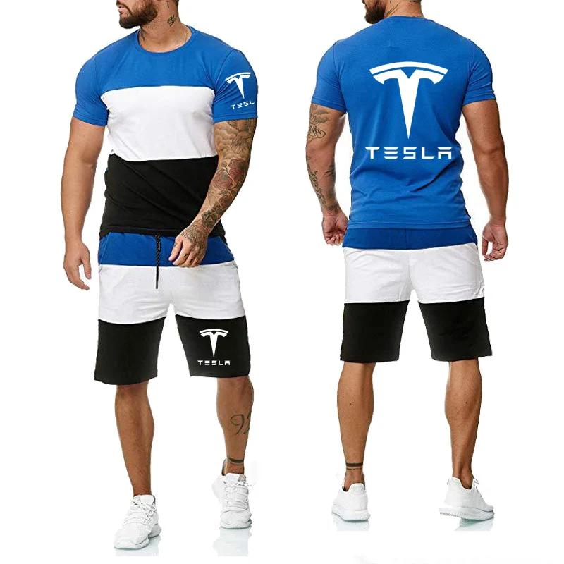 Tesla Summer Casual Men Shirt & Pants Set