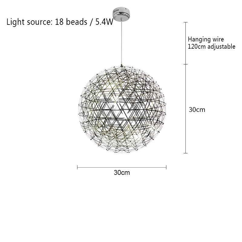 Современный из нержавеющей стали светодиодный подвесной светильник освещение Одуванчик шар подвеска лампа гостиная ресторан отель подвесной светильник - Цвет корпуса: 30cm 18 beads