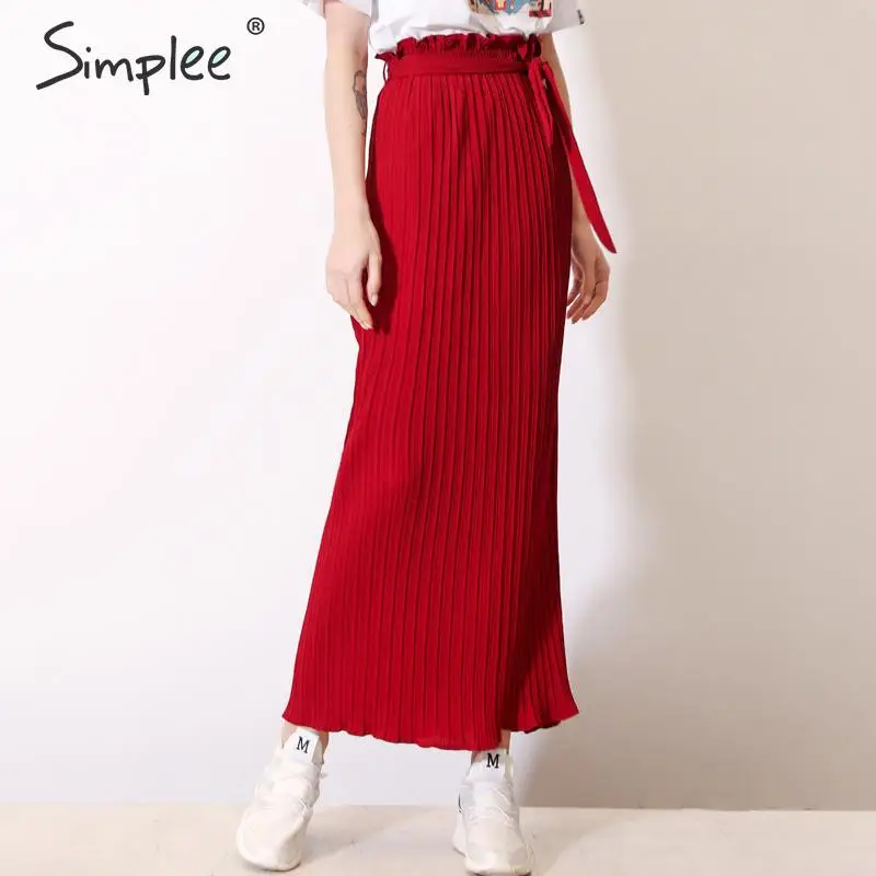 Simplee элегантная длинная юбка с высокой талией женская шифоновая оборками и