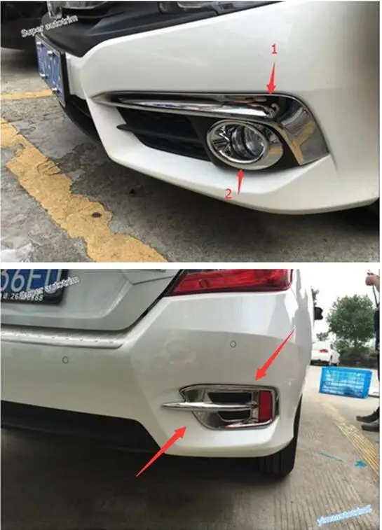 

Lapetus Chrome Front Rear Bumper Fog Lamp Lights Eyelid Eyebrow Ring Cover Trim For Honda Civic Sedan 2016 2017 ABS Accessories