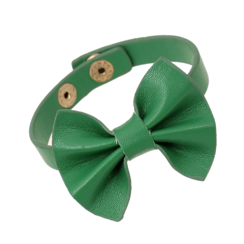 

2019 Classic Bow Sequin PU Wrap Bangles Jewelry Accessories New Women Green Bracelets Handmade Leather Charm Bracelets